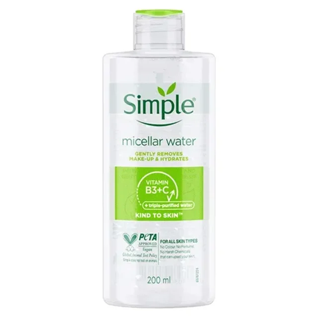میسلار واتر آرایش صورت سیمپل مدل Gently Removes حجم 200 میل